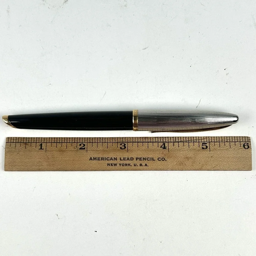 Waterman Carene Deluxe Rollerball Black Lacquer Silver Cap Gold Trim France